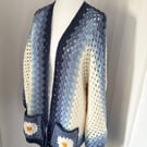 Handmade hexi ban crochet daisy inspired cardigan