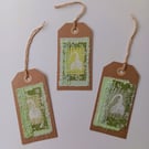 Set of Three Gift Tags with Hand Printed Snowdrops