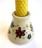 FLORAL CERAMIC CANDLE HOLDERS WITH HAND ROLLED BEESWAX CANDLES - Image 5