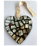 A heart shaped mosaic pendant with a snowy owl and thrush theme.  - Image 1