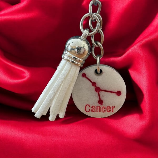 Zodiac Sign Resin Keychain Engraved Constellation Charm Astrology Keyring with T