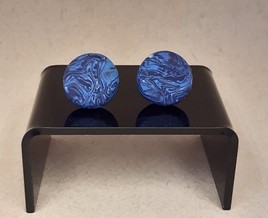Blue polymer clay cufflinks
