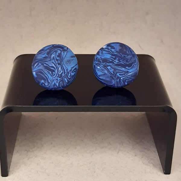Blue polymer clay cufflinks