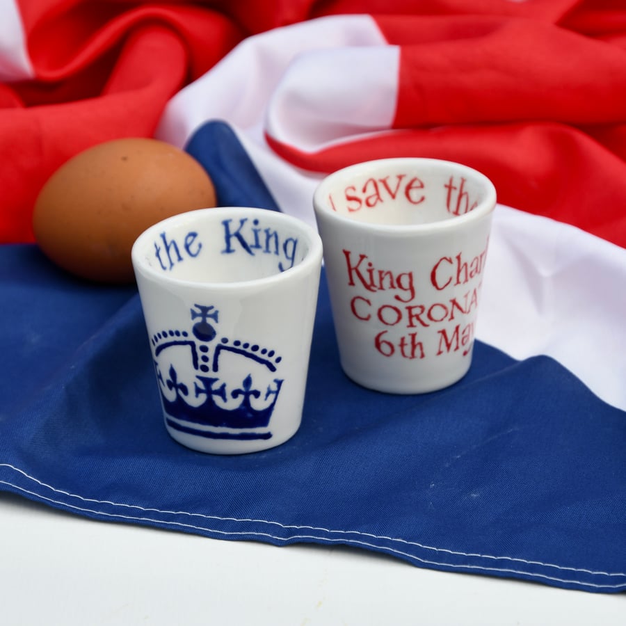 King Charles III Coronation EGG CUP - Hand Painted