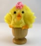 fluffy  yellow chick egg cosy with flower - Image 2