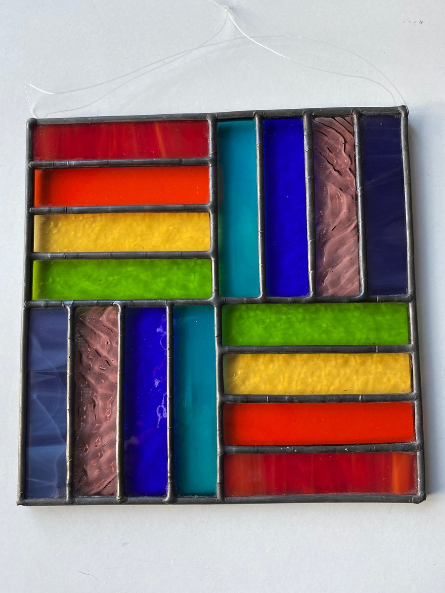 Stained Glass Rainbow Patchwork Panel