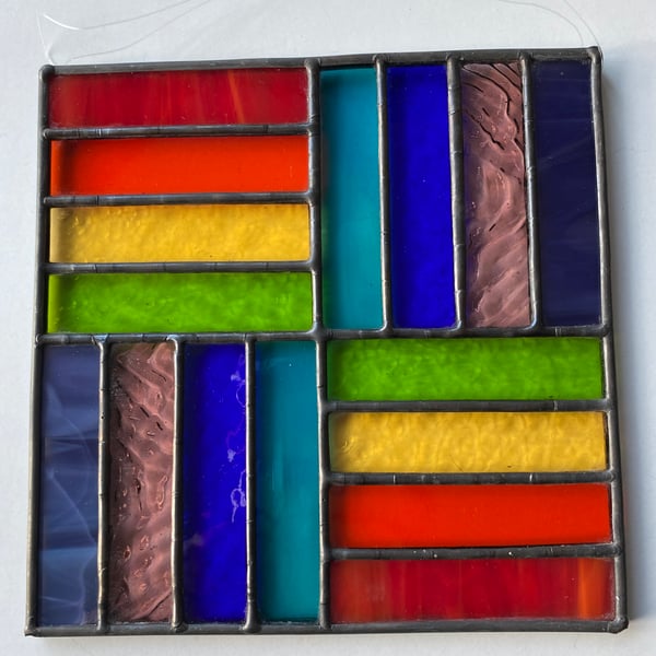 Stained Glass Rainbow Patchwork Panel
