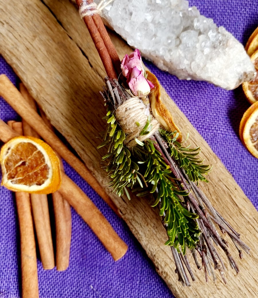 Cinnamon and birch BESOM, protection broom 