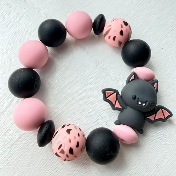Batty Pink! Silicone Bead Bracelet
