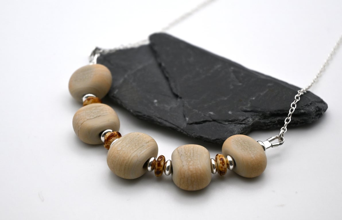 stone lampwork glass necklace
