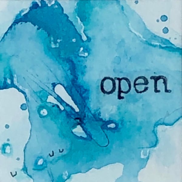 Tiny original art, "open" affirmation, abstract painting