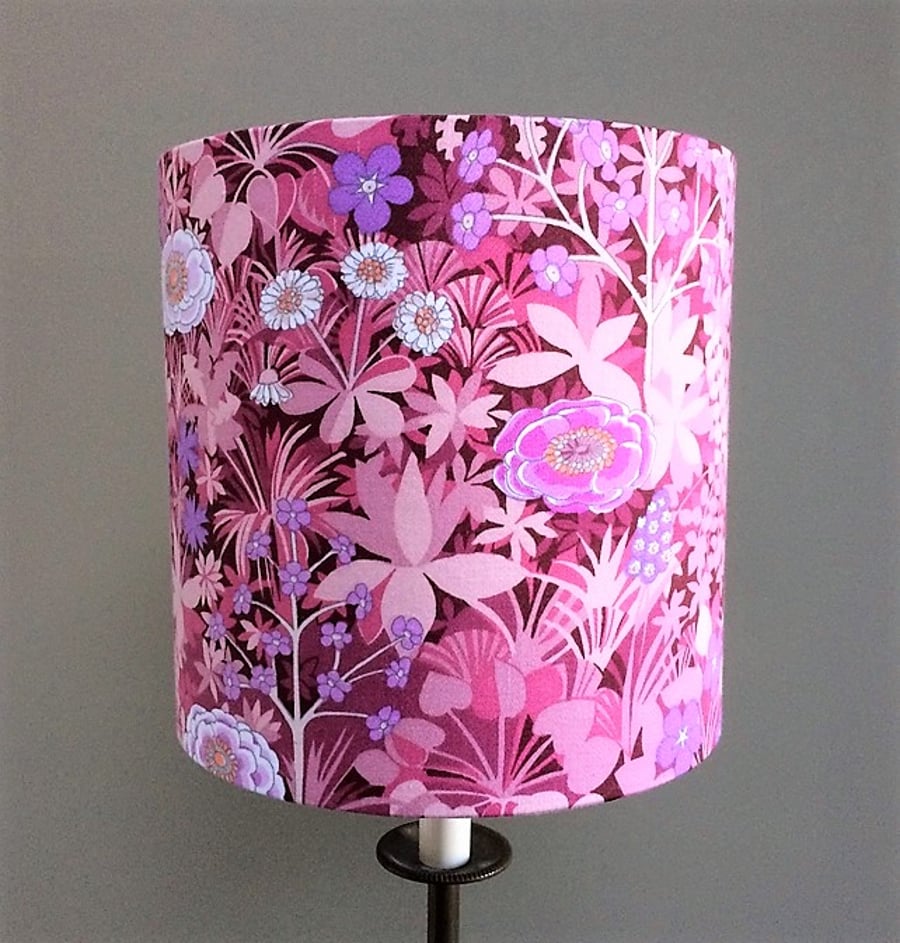 Pretty PINK floral Italian Garden Retro Vintage fabric Lampshade