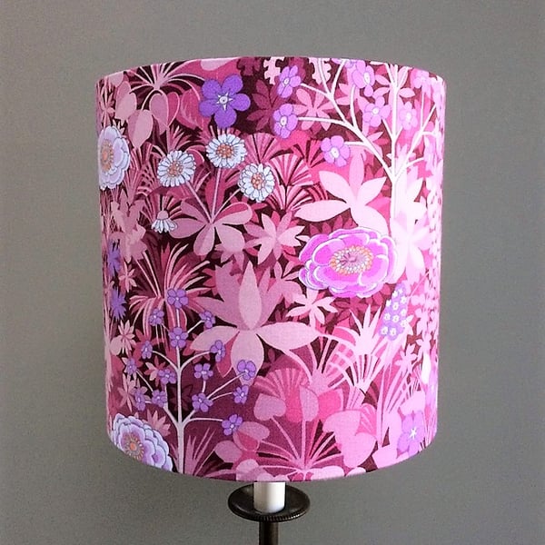 Pretty PINK floral Italian Garden Retro Vintage fabric Lampshade