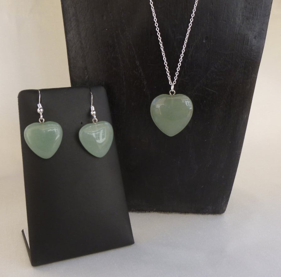 Green Aventurine Necklace & Earrings Set, Gift for Mum, Semi Precious Set
