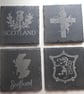 Set of 4 ScotlandScottish Slate Coasters, Rustic, Unicorn - Map - Thistle - Image 1