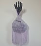Lilac sequin Japanese Knot bag with 14cm tassel trim and satin lining.