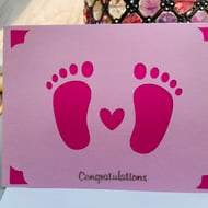 Congratulations its a GIRL Handsmocked Babygrow Footie