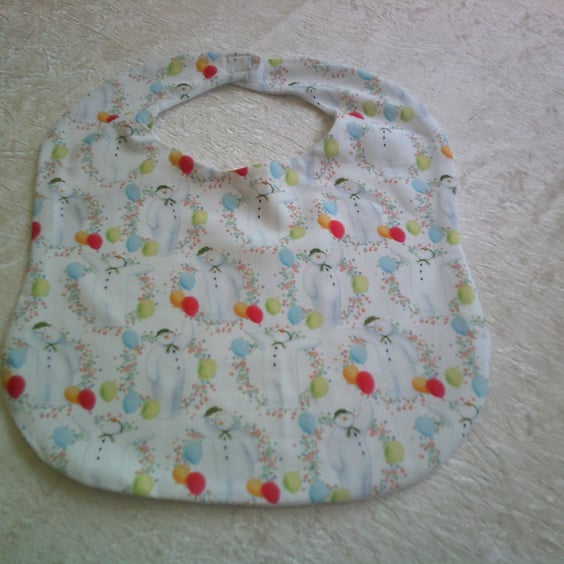 Snowman and Balloons Christmas Bib