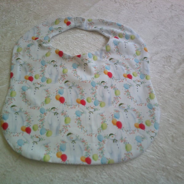 Snowman and Balloons Christmas Bib