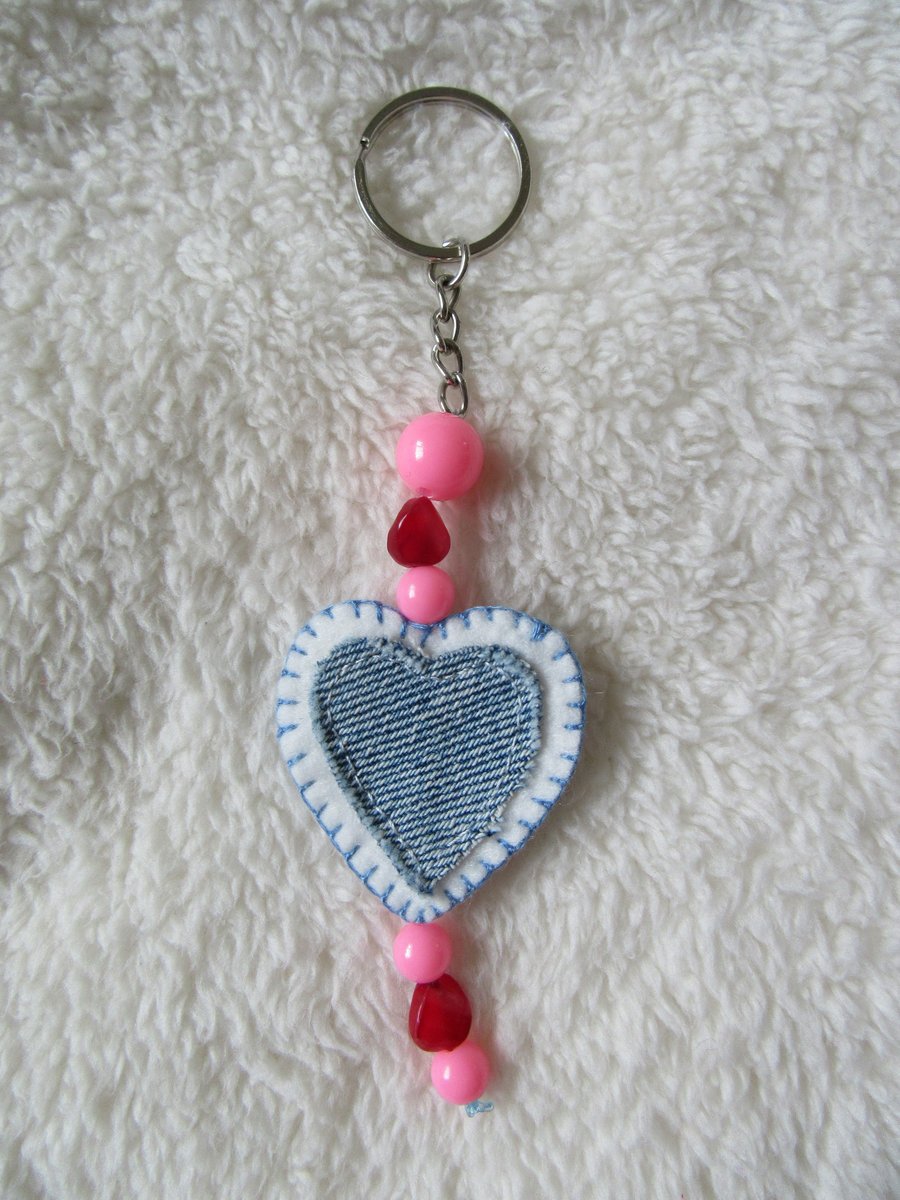 Heart bag charm, stocking filler, gift for granddaughter 