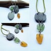Slate & Seaglass Necklace & Earrings Set
