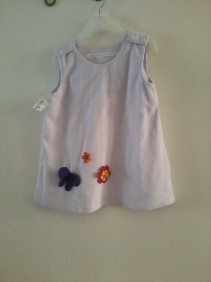 Baby dress with applique butterfly & flower detail- 0-6 month(approx)