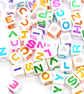 7mm white cube Acrylic Alphabet Beads, Colourful single & mixed Letters