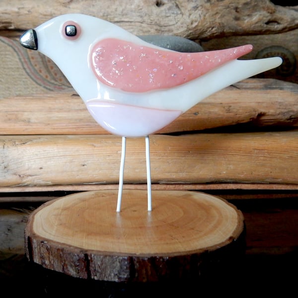 Artist made Fused Glass Little Bird.