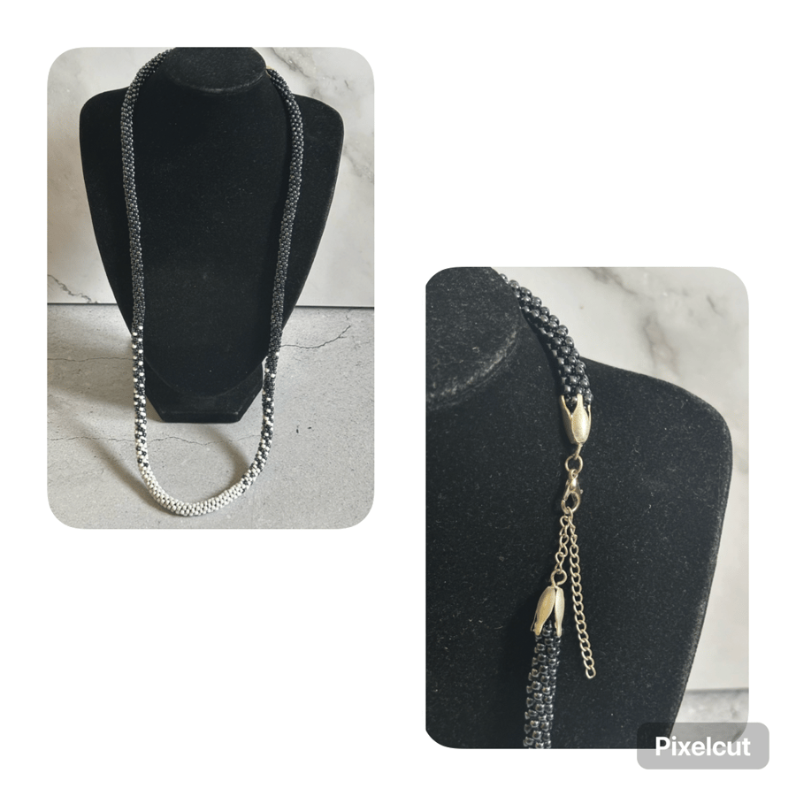 Long Kumihimo braided Beaded Necklace 