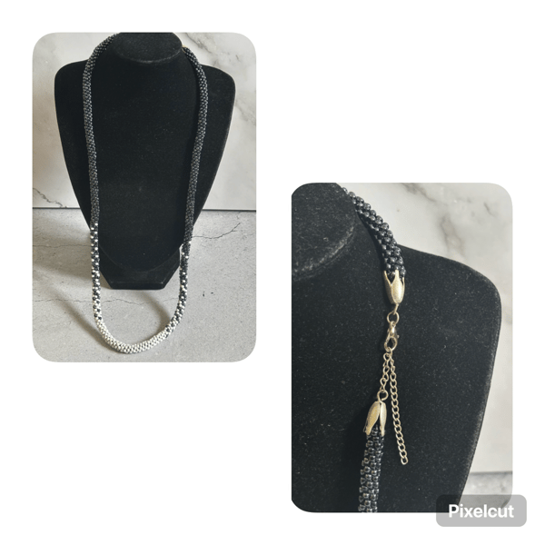 Long Kumihimo braided Beaded Necklace 