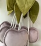 Heather Pink Velvet Cherry Wall Hanging Olive Green Leaves Fruit Nursery Decor - Image 6