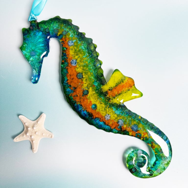 Seahorse-Fused Glass-Sun Catcher