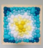 Yellow Blue Felt Wall Art - Abstract Tactile Blobs - Image 1