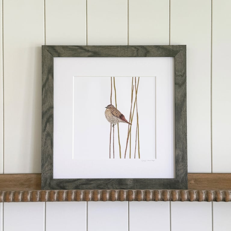 'Whinchat' Framed Print 12" x 12"