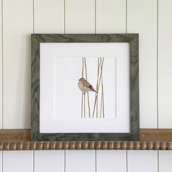 'Whinchat' Framed Print 12" x 12"