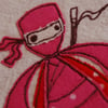 embroidered pink ninja fabric notebook cover (A6 size)