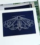'Moth' hand printed linocut card, Prussian Blue - Image 2