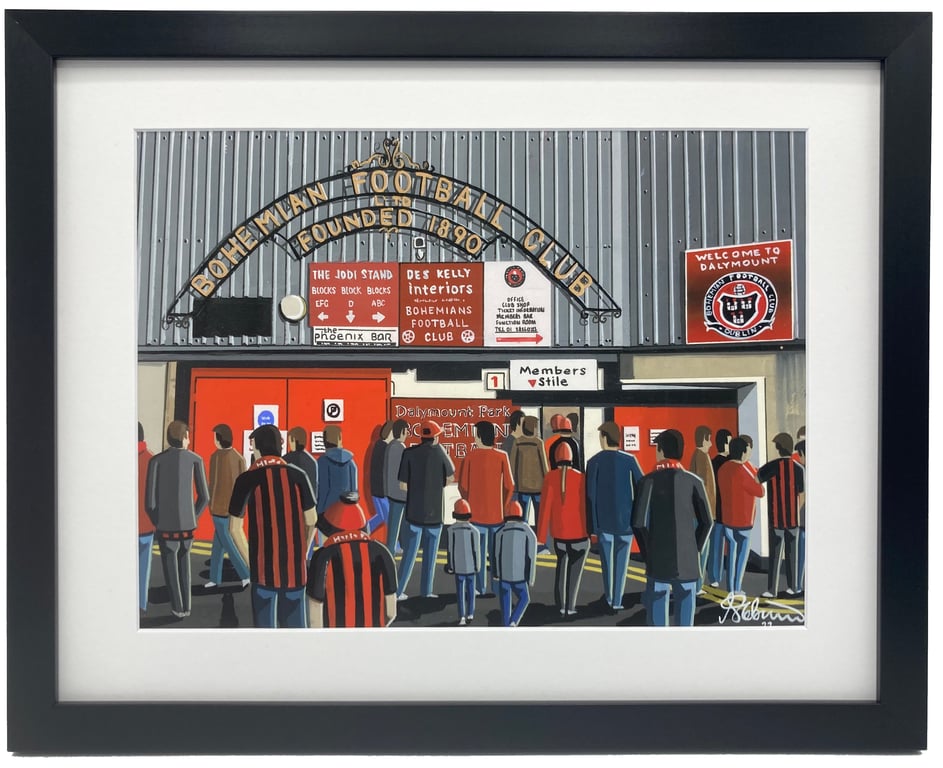 Bohemian F.C, Dalymount Park. High Quality Framed, Football Art Print.