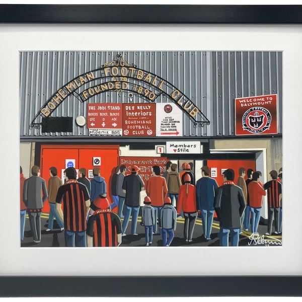 Bohemian F.C, Dalymount Park. High Quality Framed, Football Art Print.