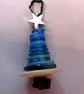 Blue and White Button Christmas Tree Decoration - Star Topper - Image 3