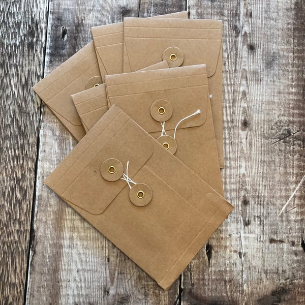 Kraft tie C6 envelopes with gusset perfect for Junk journals