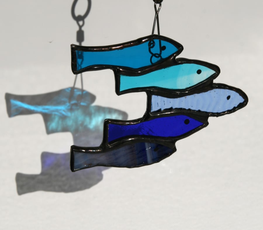 Shoal of fish stained glass sun catcher