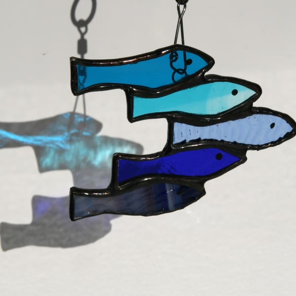 Shoal of fish stained glass sun catcher
