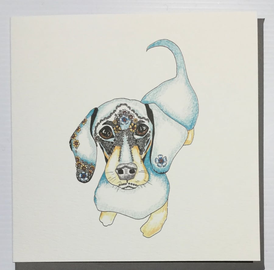 Little blue Dachshund Greeting card 