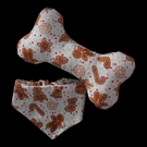 Christmas gingerbread personalised dog bandana with matching toy bone size S