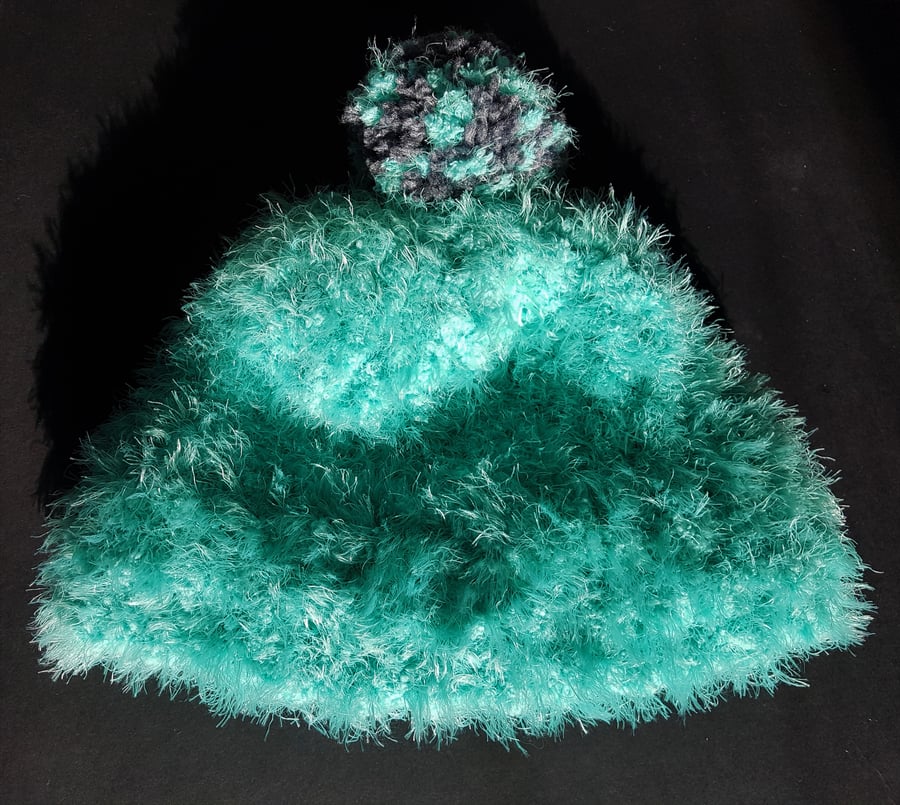 Mint Green Chunky Crochet Bobble Hat