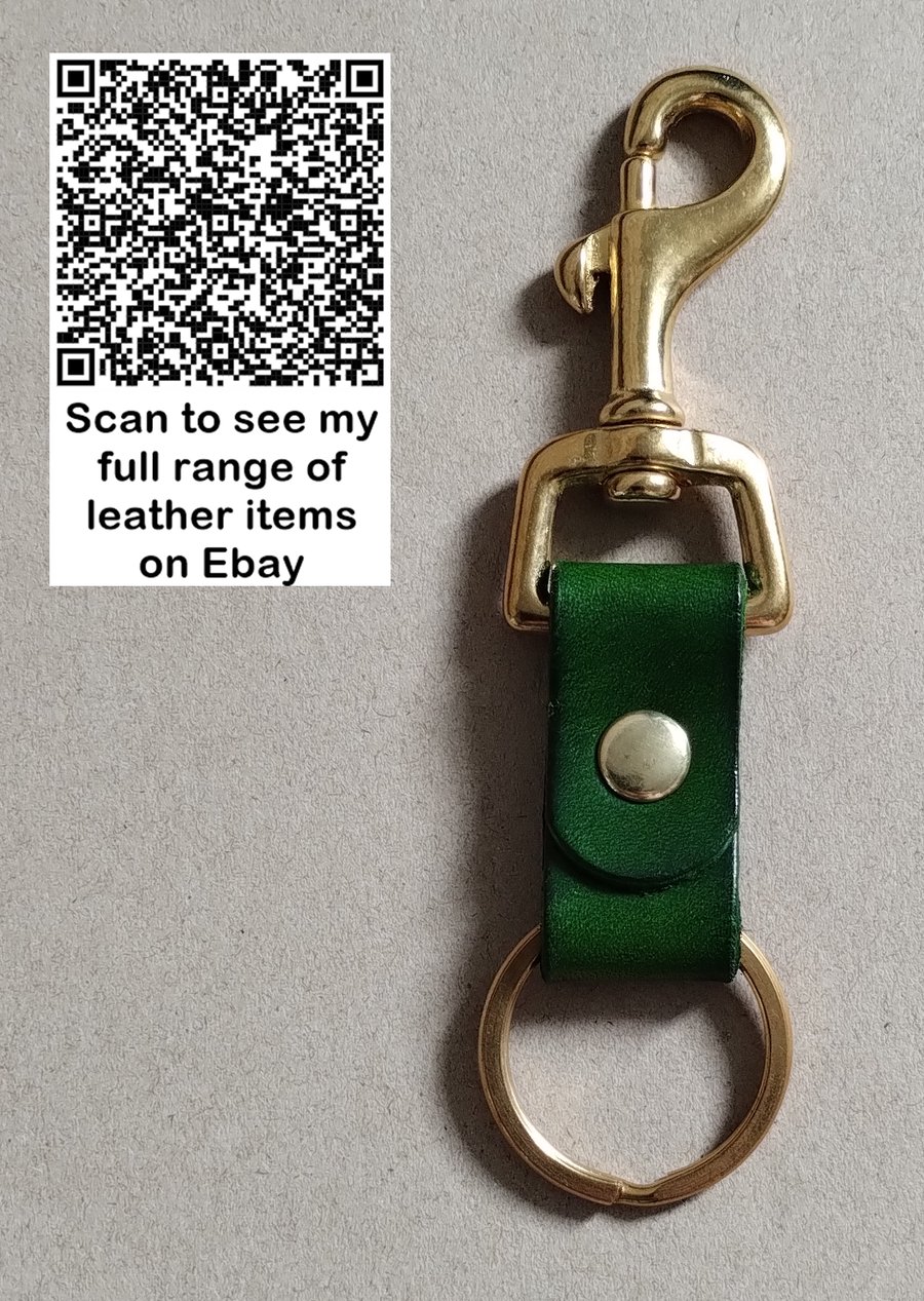Compact Leather Keyring Solid Brass Trigger Clip And Split Ring