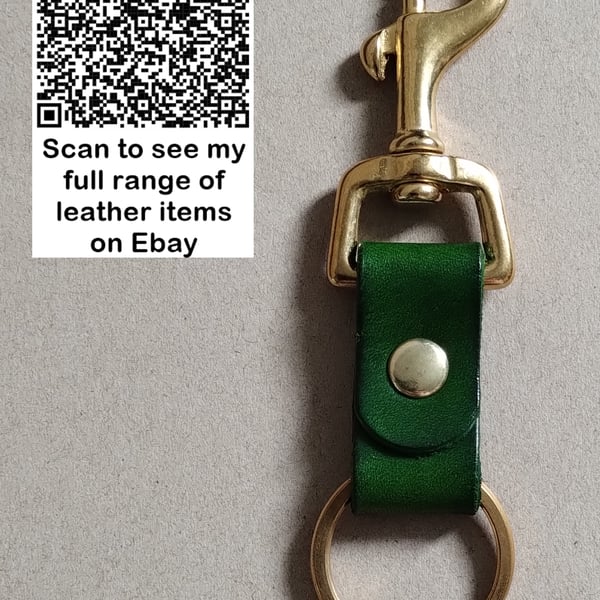 Compact Leather Keyring Solid Brass Trigger Clip And Split Ring