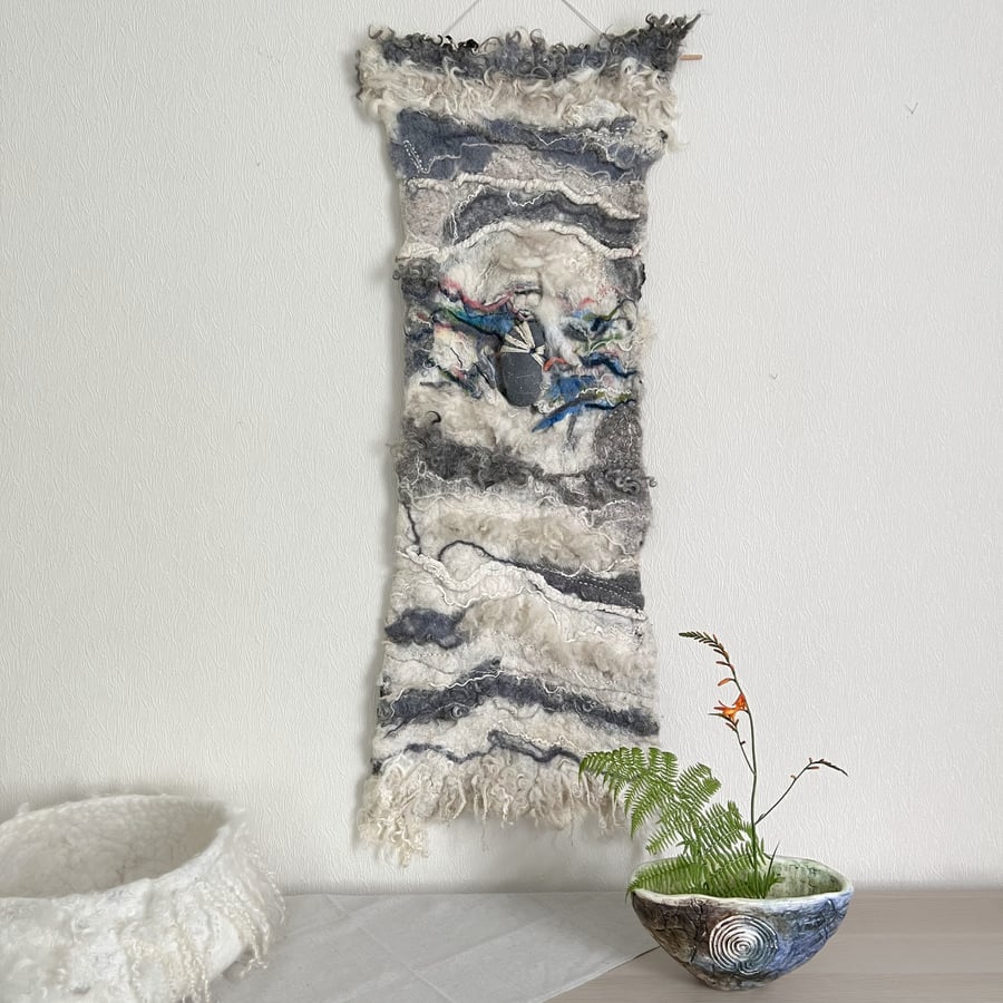 Art felt natural wool sensory wall hanging Hagstone