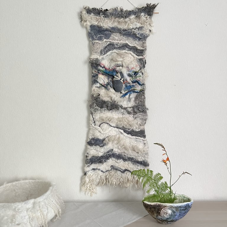 Art felt natural wool sensory wall hanging Hagstone